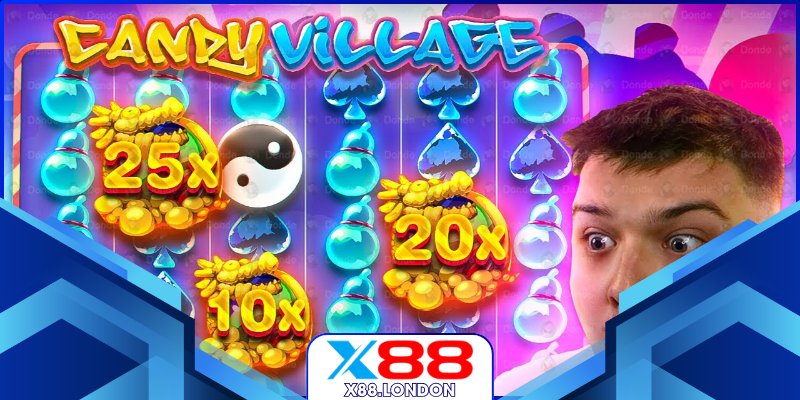 Candy Village Ở X88 – Hành Trình Ngọt Ngào Đầy Màu Sắc Biểu tượng kẹo lung linh trong vòng quay
